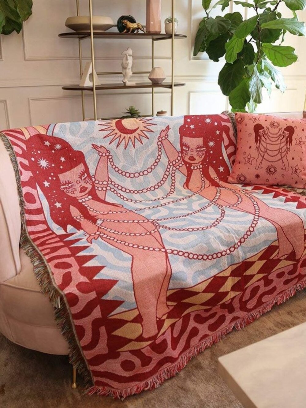 NEW, RARE Valfré Celestial Zodiac Gemini Throw Blanket/Tapestry